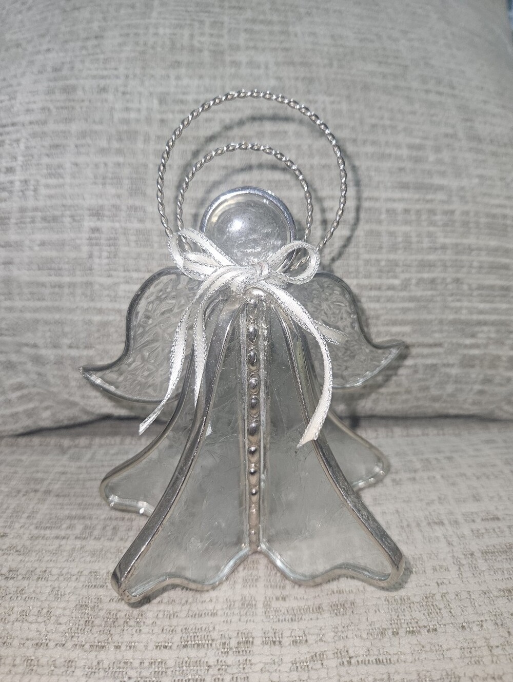 5-1/2" Clear Textured Glass Standing Angel